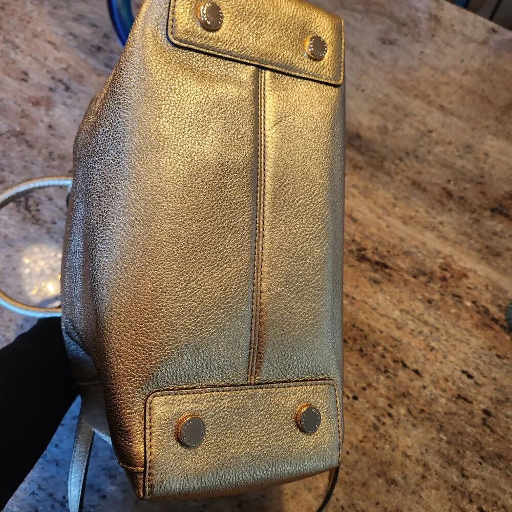 Michael Kors Gold Satchel Bowling Bag style w crossbody strap - Picture 11 of 16